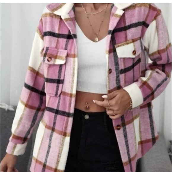 Pink shacket jacket flannel - Picture 3 of 8